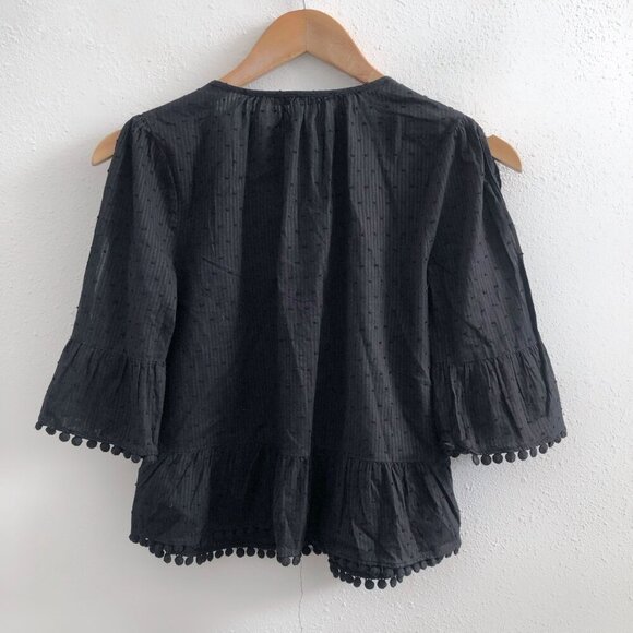 MADEWELL Pompom-trimmed Swiss-dot Cotton Blouse Size XXS - Picture 3 of 10